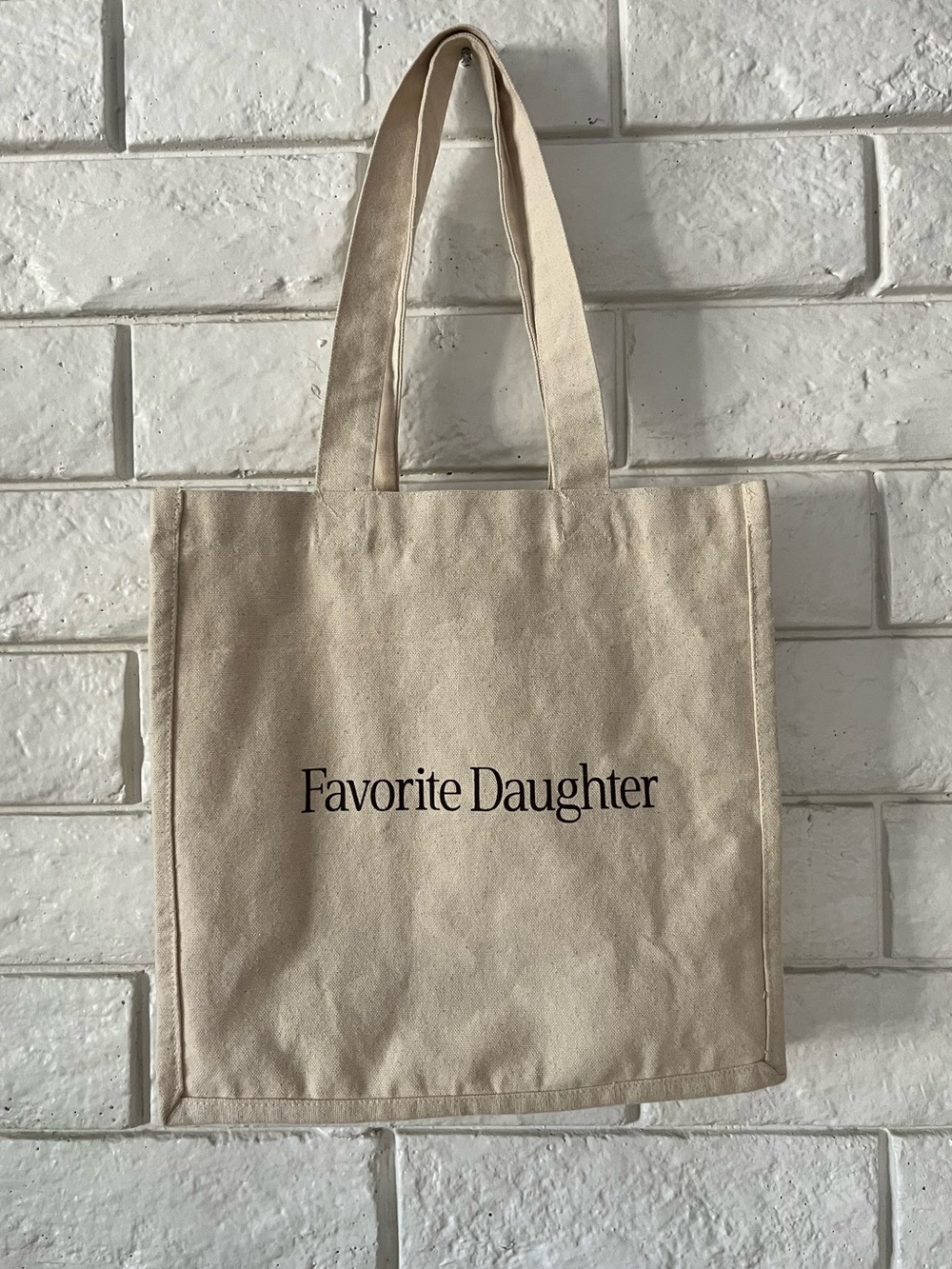 Canvas Tote Bag Favorite Daughter Natural with Brown Lettering